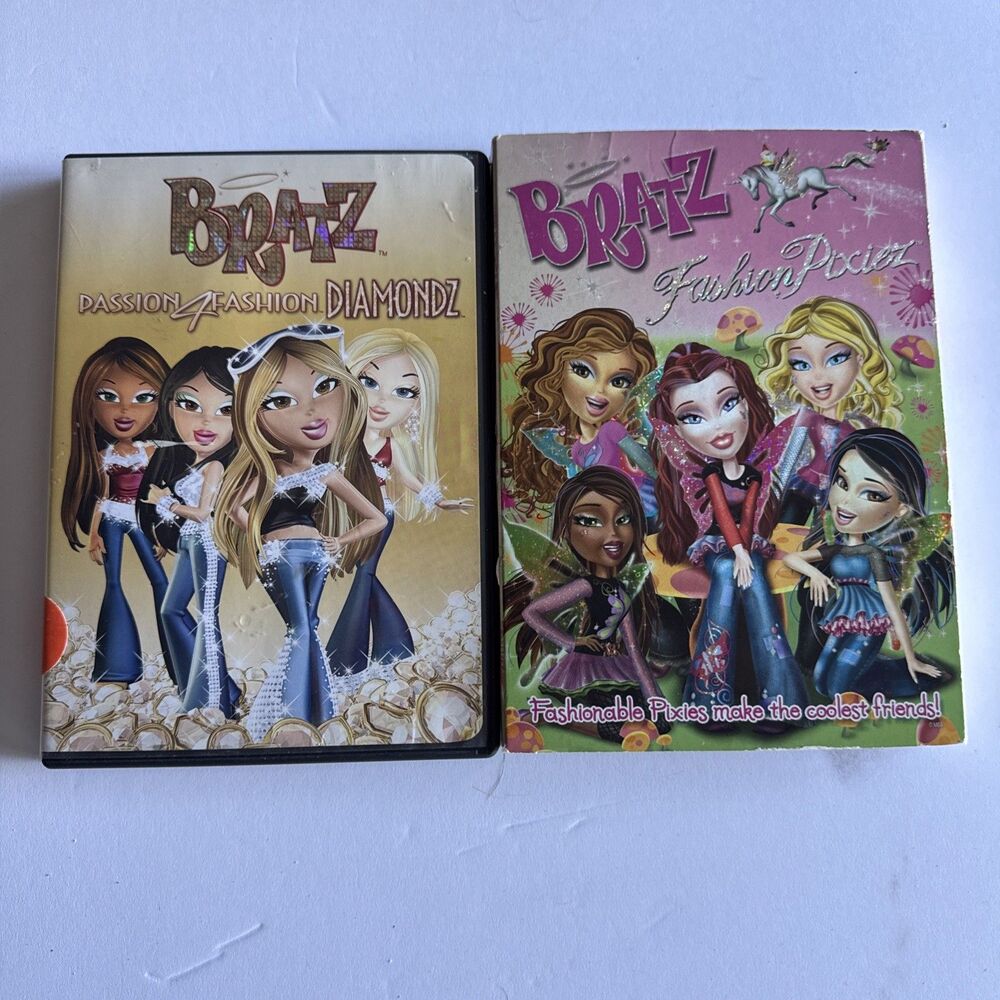 Bratz DVDs Lot of 2 Passion 4 Fashion Diamondz Fashion Pixiez Y2K MGA Movie Set